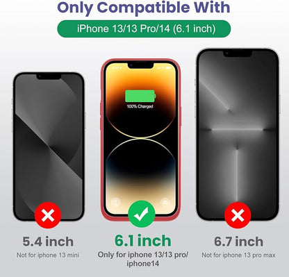 Battery Case for iPhone 13/13Pro/14,7500mah Ultra-Slim Protective Charging Case, Portable Rechargeable Expandable Battery Charger Cover Compatible with iPhone 13/13Pro/14 (6.1 Inch)-Red