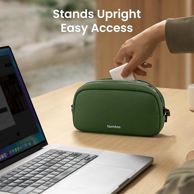 tomtoc Electronics Organizer Travel Case, Water Resistant Travel Bag Cable Organizer for Essentials, Tech Pouch Accessories Carry Storage for Cord, Phone, Cables, Airpods, USB Flash Drive, Daily Items | Water Resistant Tech Pouch Accessories Travel Bag...