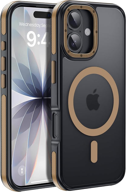 Strong Magnetic for iPhone 17 case [10Ft Military-Grade Protection] Compatible with fit MagSafe Shockproof Slim Thin Cover case for iPhone 17 6.3 inch, Desert Brown Bumper