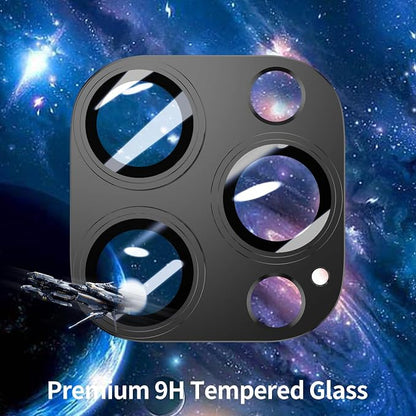 Camera Lens Protector for iPhone 14/15/16 Pro & Pro Max, Tempered Glass with Metal Alloy Frame, for 16 pro camera lens protector, Step Fitting Design, Black