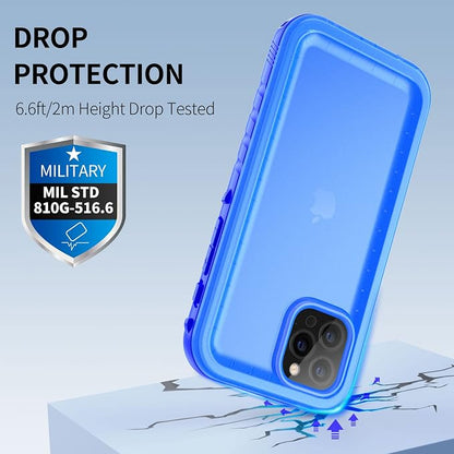 SPORTLINK Compatible with iPhone 12 Pro Max Waterproof Case - Built in Screen Protector Full Body Shockproof Dustproof IP68 Waterproof Case for iPhone 12 Pro Max 6.7 Inch Blue