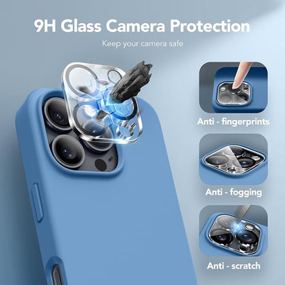 GONEZ Magnetic for iPhone 16 Pro Case, Compatible with MagSafe, [Screen Protector + Camera Lens Protector], Silicone Shockproof Anti-Scratch Protective Phone Case 6.3 inch, Lake Blue