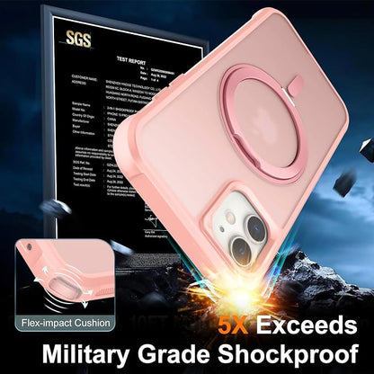 360° Magnetic Swivel Ring for iPhone 11 case, Built-in Metal Stand and Ring Holder, Magsafe Compatible, Military Grade Protection, Shock and Vibration Resistant- Pink