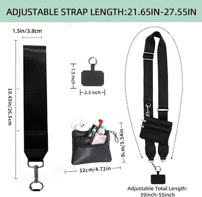 Crossbody Body Phone Holder for Women, New Phone Strap with Zippered Pouch, Adjustable Crossbody Strap