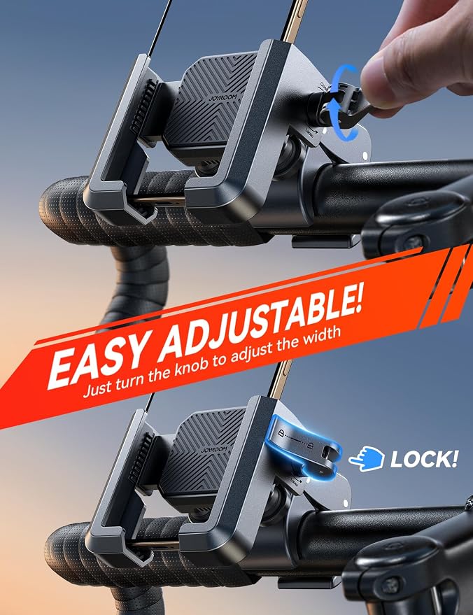 JOYROOM Motorcycle Phone Mount Holder [Capture the Scenery Anytime][Dual Vibration Dampener] Electric Scooter Accessories Holder Handlebar for Electric Scooter/E-Bike/Stroller