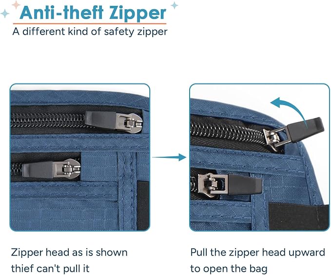 travel inspira Travel Money Belt with Slim Anti-Theft RFID Blocking Passport Holder for Travel Concealed under Clothes for Ultimate Protection of Credit Cards, Cash, Passport & Documents, Navy Blue