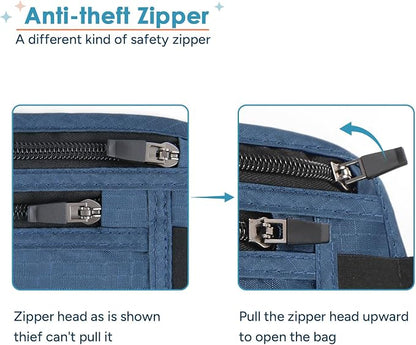 travel inspira Travel Money Belt with Slim Anti-Theft RFID Blocking Passport Holder for Travel Concealed under Clothes for Ultimate Protection of Credit Cards, Cash, Passport & Documents, Navy Blue