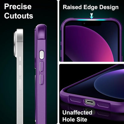 360° Magnetic Swivel Ring for iPhone 13 case, Built-in Metal Stand and Ring Holder, Magsafe Compatible, Military Grade Protection, Shockproof - Purple