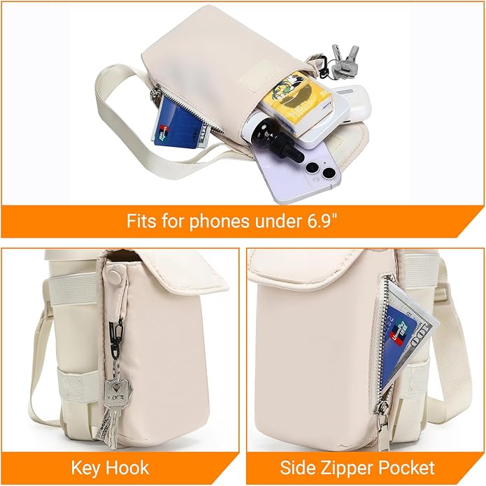 Herald Mini Phone Crossbody Bag with Water Bottle Holder, Water Bottle Carrier Bag with Strap for GYM, Hiking, Cycling