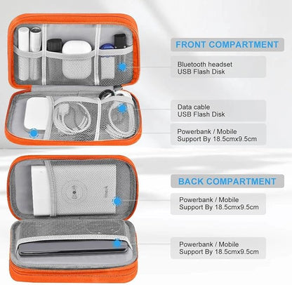 ZINMARK Portable Cable Organizer Case,Travel Pouch with Double-Layer Storage for Cables,Chargers,Earbuds & Phone,Dark Gray Orange