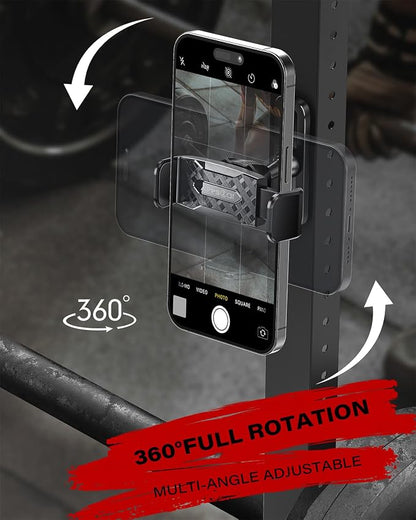 APPS2Car Magnetic Phone Holder for Gym, Alloy Base and Joint for Strong Hold, 360° Adjustable, Compatible with 4.7-6.5 Inch iPhone & Android Phones, Secure Workout Equipment Accessory for Men Women