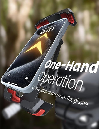 Pnitri 2025 New Upgraded Bike Phone Holder Handlebar - 1S Quick Install, Motorcycle Phone Mount, Bicycle Phone Holder fit Large Phone Case for iPhone Samsung, Dirt Scooter Mini Bike Accessories
