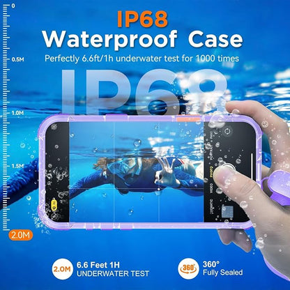 WIFORT for iPhone 17 Pro Waterproof Case, [Fit for Magsafe] with Sapphire Lens & Screen Protector, IP68 Full Body 15FT Military Shockproof, Magnetic Frosted Phone Cover with Lanyard, 6.3" Purple
