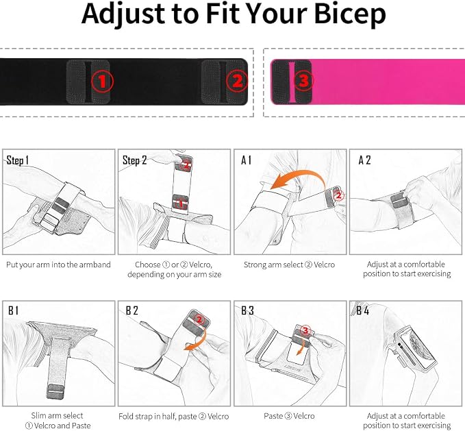Running Armband with Earphone Bag Cell Phone Armband for iPhone 17 16 15 Pro 14 Plus 13 11 XR, Galaxy S24/S10 Water Resistant Sports Phone Holder Case & Zipper Slot Car Key Holder for 6.7 inch Phone