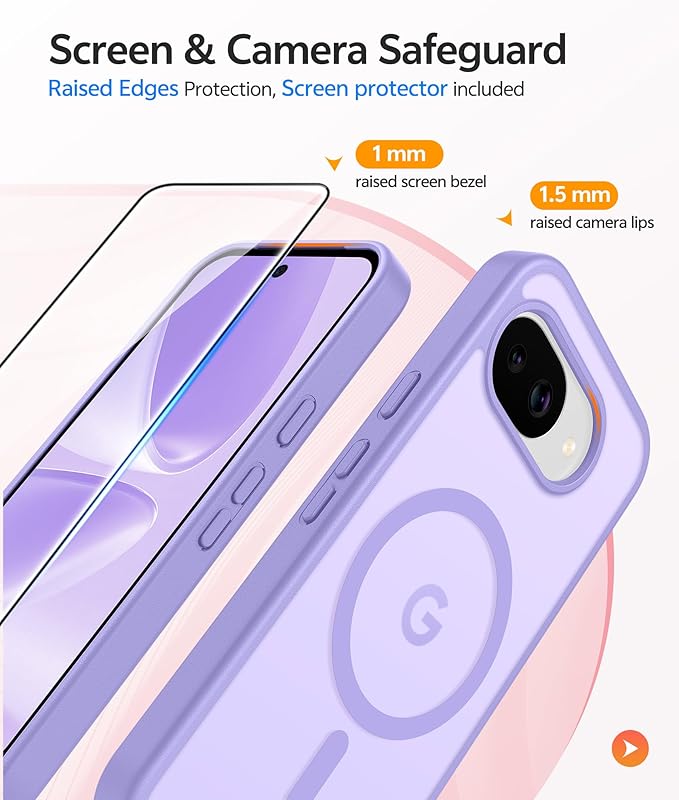 FNTCASE for Google Pixel 10a Case: [Compatible with Magsafe] Translucent Matte Cases with [Screen Protector] Military Grade Shockproof Protective Magnetic Phone Cover for Pixel 10A - Light Purple