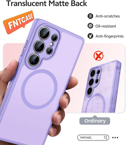 FNTCASE for Samsung Galaxy S24 Ultra Case, Compatible with Magsafe | Screen Protector, Full Camera Protection, Translucent Matte, 14FT Military Grade Drop Proof, Protective Phone Cover