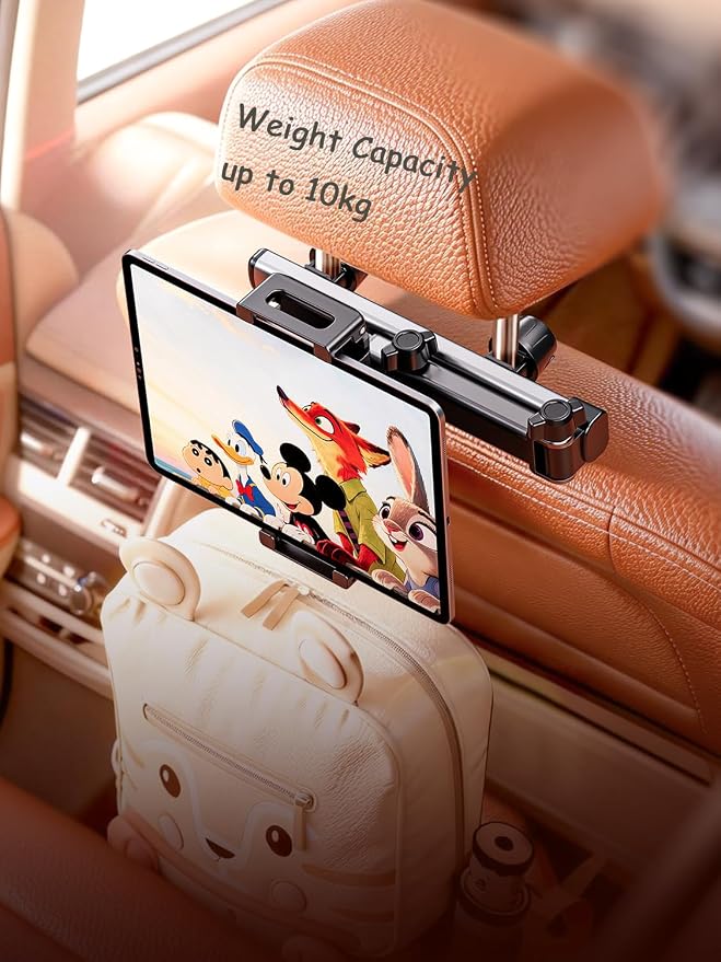 Car Headrest Mount for Tablets & Phones, 360° Rotation iPad Car Holder Back Seat,Foldable Tablet Mount Compatible with 4.7-12.9" Cellphones and Tablets,Great for Kids Travel and Road Trips