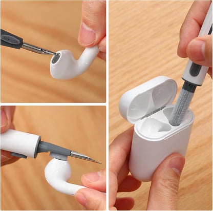 2Pcs Earbud Cleaning kit， Multi-Function Cleaning Pen with Soft Brush Flocking Sponge，Suitable for Bluetooth Headset, Charging Box, Mobile Phone, Earbud