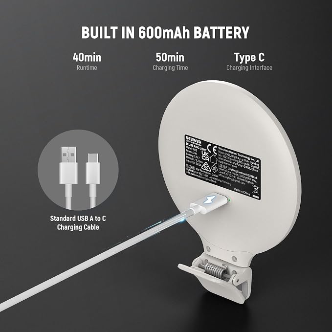 NEEWER Entry Level Version 3.8" Ring Light, 3W Clip on Phone Selfie Lighting for iPhone Laptop Desk Computer Webcam Video Conference Zoom Vlog Recording Streaming Makeup, 3 Modes CRI80 600mAh, NR5