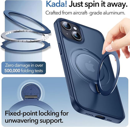 Anqrp 360° All-in-ONE Stand Case for iPhone 14/13 Case with Rotatable Magnetic Kickstand Ring Holder, Compatible with MagSafe, MIL-Grade Shockproof iPhone 14/13 Phone Case Cover, Blue