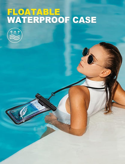Waterproof Phone Pouch [2 Pack][Super Buoyant] Floating IPX8 Waterproof Phone Case Beach Cruise Ship Travel Essentials Cellphone Dry Bag for iPhone 17 16 15 14 13 12 Pro XS XR X Up to 6.9''