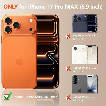 LOHASIC for iPhone 17 Pro Max Case Wallet with Card Holder, 360° Rotation Ring, RFID Blocking, 5 Card Slots, PU Leather 6.9" Cover for Apple 17 Pro Max Men Women, Rose Gold