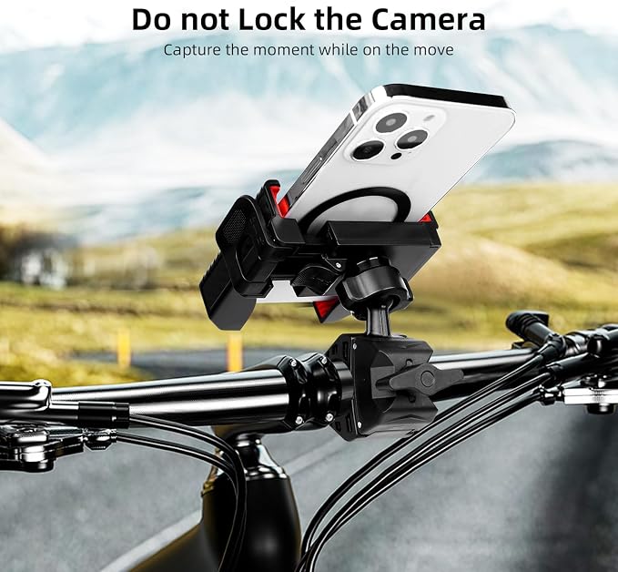 Bike Phone Mount Holder, Motorcycle Phone Mount Handlebar Clamp-Quick Lock - 360°Rotation,Electric Scooter, Mountain Bicycle Phone Clip Fit for Smartphones from 4.5-7 inches, Red 89001B