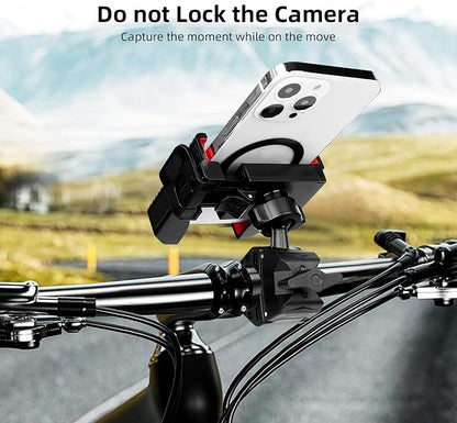 Bike Phone Mount Holder, Motorcycle Phone Mount Handlebar Clamp-Quick Lock - 360°Rotation,Electric Scooter, Mountain Bicycle Phone Clip Fit for Smartphones from 4.5-7 inches, Red 89001B