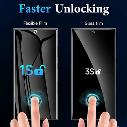 LYWHL for Samsung Galaxy S24 Ultra Privacy Screen Protector, Fingerprint Unlock & Sensitive Touch, 2 Pack Anti-Spy Flexible Film + 1 Set Individual Aluminum Metal Camera Lens Protector - Black