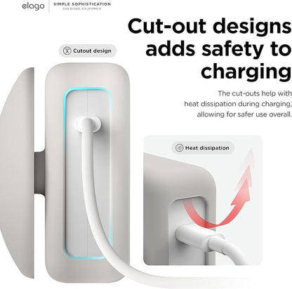 elago Charger Cable Management Case, Cord Reel Organizor Compatible with MacBook Pro 14" M5 M4 M3 M2 M1 2026 2024 2023 2021, MacBook Pro 16" with Touch Bar 2019, Pro 15" 2012-2019 96W (Stone)