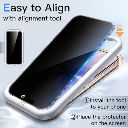 JETech Privacy Screen Protector for iPhone 17 6.3-Inch with Camera Lens Protector, Anti-Spy Tempered Glass Film, Easy Installation Tool, 2-Pack Each
