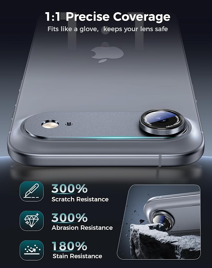 Goton Compatible for iPhone Air Camera Lens Protector 2025, 1-Pack Aluminum Alloy Metal Cover with HD Tempered Glass for iPhone 17 Air, Pro Camera Style, Shatter-Resistant, Scratch-Proof