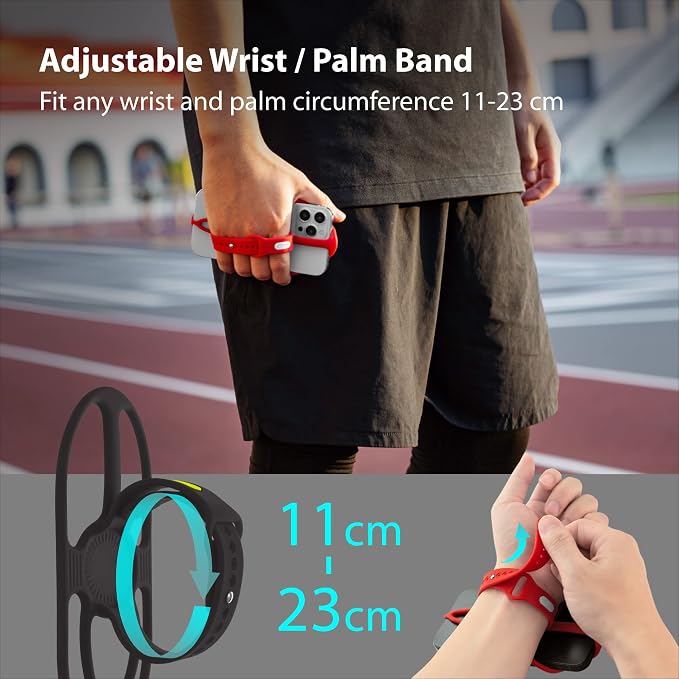 BONE Run Tie Handheld 2, Running Phone Holder, 2-in-1 Handheld/Wristband Design, Adjustable & Skin-Friendly Silicone Strap for Workout, Universal Sport Phone Carrier for Most Smartphone (Black)