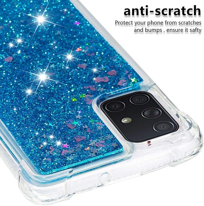 Liquid Case Silicone für Galaxy A71 Blue, Ultra Slim Silicone Liquid Floating Bumper Case Transparent Protective Cover Yellowing-Resistant Gel Back Case Scratch Compatible with Samsung Galaxy A71