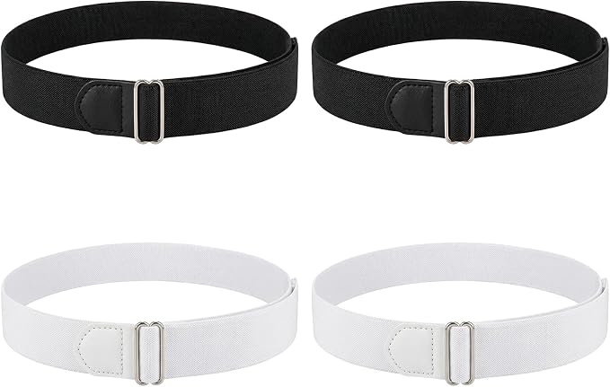 4 Pcs Unisex Elastic Adjustable Armbands Anti-Slip Shirt Sleeve Holders Arm Shirt Garters Hold Up Sleeve Garters Elastic Armbands (Black+White)