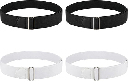 4 Pcs Unisex Elastic Adjustable Armbands Anti-Slip Shirt Sleeve Holders Arm Shirt Garters Hold Up Sleeve Garters Elastic Armbands (Black+White)