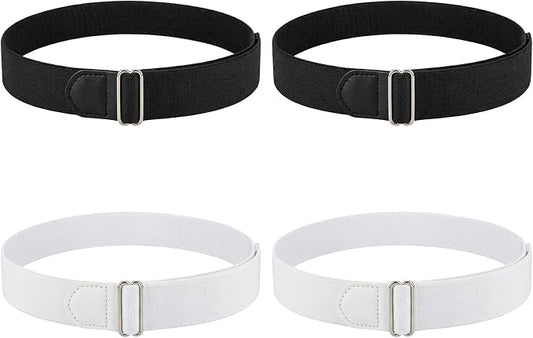 4 Pcs Unisex Elastic Adjustable Armbands Anti-Slip Shirt Sleeve Holders Arm Shirt Garters Hold Up Sleeve Garters Elastic Armbands (Black+White)