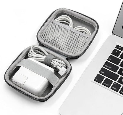 Charger Case for Macbook, Portable Tech Electronic Organizer Bag, Small Travel Storage Pouch for Laptop Accessories, MacBook Power Adapter, Charging Cords, USB Drives, Power Bank (Black, M)