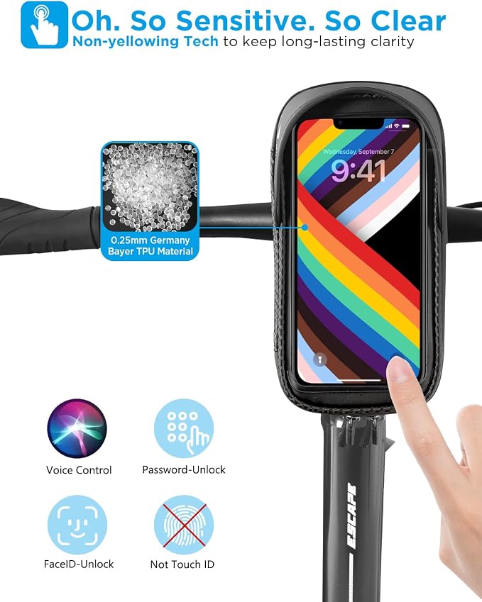 whale fall 360° Rotatable Bike Phone Holder, Waterproof Handlebar Bag with Touchscreen & Storage, Durable Bike Phone Mount for Navigation, Essential Bicycle Accessories for Phones Under 7"