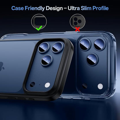 Camera Lens Protector for iPhone 17 Pro 6.3"（2025）-Single Piece,Ultra Thin Aluminum Alloy Frame,9H Dual-Strength Glass with 99% AR Light Transmittance,Case Friendly, Dark Blue