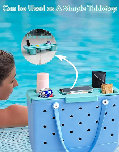 Top Cup Phone Holder Tray Storage Lid for Stanley Compatible with Bogg Bag XL Cover, Cup Organizer Holder Waterproof Silicone Multifunctional Storage Box for Outdoor Beath Camping Travel (Green, XL)