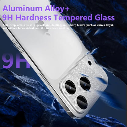 Camera Lens Protector for iPhone 17 Pro Max, Bling Glitter Camera Cover with 9H Tempered Glass Metal Ring, Anti-Scratch Lens Protector for iPhone 17 Pro Max (Glitter - Silver)