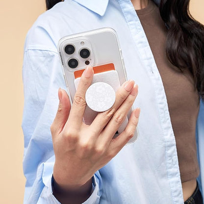 PopSockets Phone Wallet for MagSafe, Phone Card Holder with Grip, White - Blanc Fresh