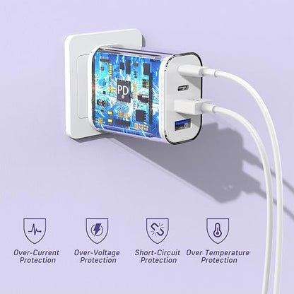 USB Fast Charging Block, 4-Port 40W Charge Adapter for iPhone Dual USB C Charger, Multiport Type C Fast Charger for iPhone 17/17 Air/16e/16 Pro/16 Pro Max/15/14/13/12,iPad Pro/iPad Air, iPad mini,iPad