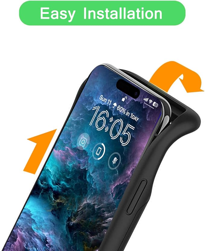 Wireless Charging Case for iPhone 16, 10000mAh High Capacity Portable Rechargeable Protective Extended Battery Case Qi Wireless Charging with iPhone 16(6.1 inch) Extended Battery Charger Case (Black)