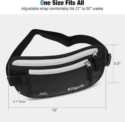 Money Belt for Travel Women and Men Hidden - Slim RFID Blocking Travel Wallet with Secure Anti-Theft Pouch, Passport Holder for Passport, Credit Cards, Cash Under Clothes