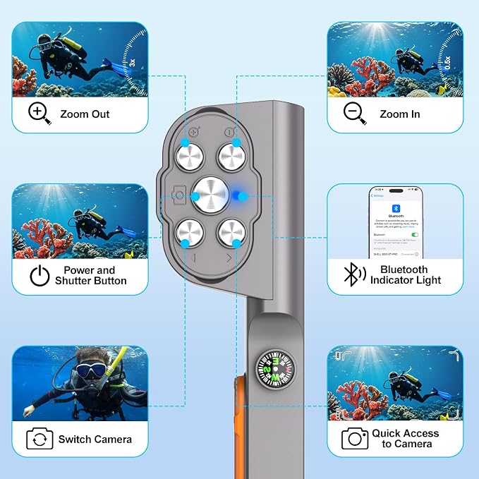 Beasyjoy Underwater Snorkeling Diving Phone Case for iPhone 16/15/14/13 Pro Max Samsung Galaxy S25/S24/S23 Ultra, Waterproof Professional Scuba Dive Case for Underwater Photo & Video, Gray