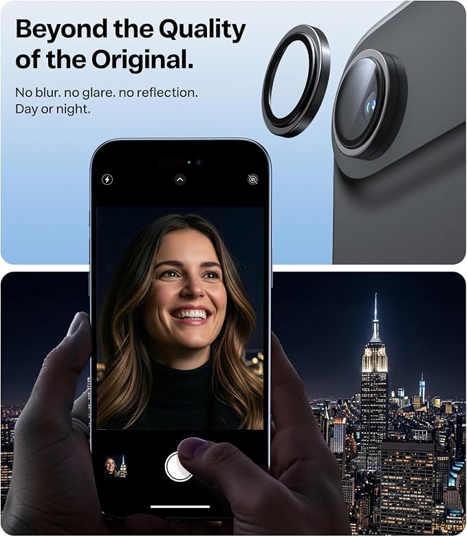 TORRAS 3-Year Ultimate Durability for iPhone Air Camera Lens Protector-1:1 Invisible Fit & Ultra Clarity, Military-Grade 9H+ Aerospace Glass Anti-Scratch Easy Installation,Black