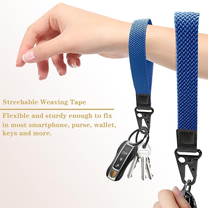 Stretchy Wristlet Keychain, Wrist Lanyard Strap Key Chain Holder to Hold Keys Wallet Phone ID Badge for Men Women
