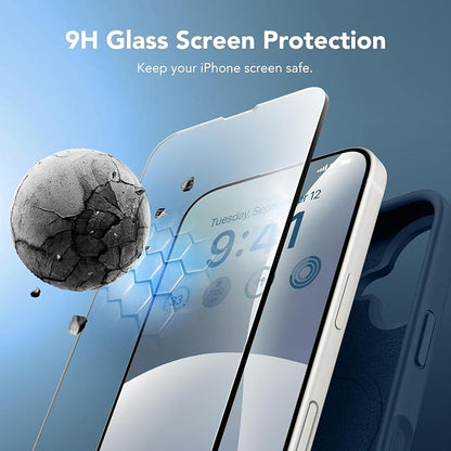 GONEZ Magnetic for iPhone 17 Case, Compatible with MagSafe, [Screen Protector + Camera Lens Protector], Liquid Silicone Anti-Scratch Shockproof Protective Phone Case 6.3 inch, Dark Blue